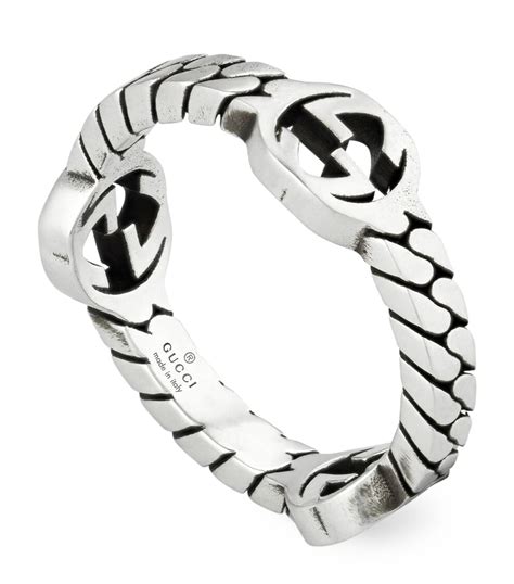 interlocking g ring in silver